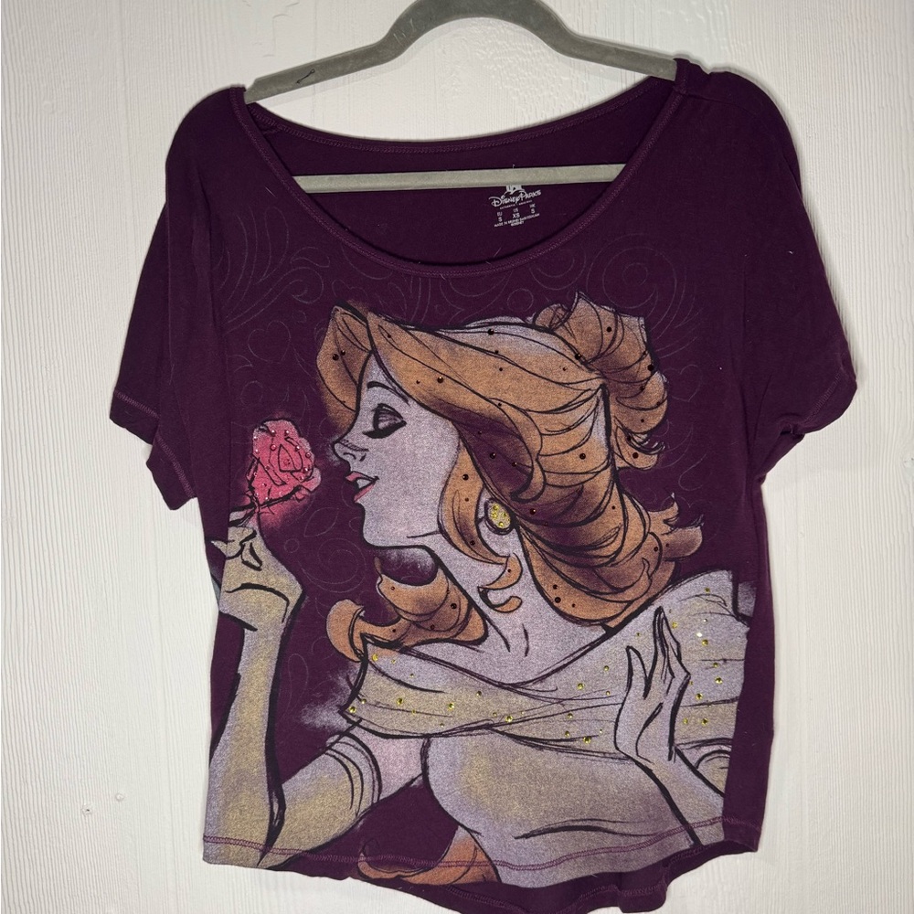 Disney Women's Maroon and Gold Graphic Tee